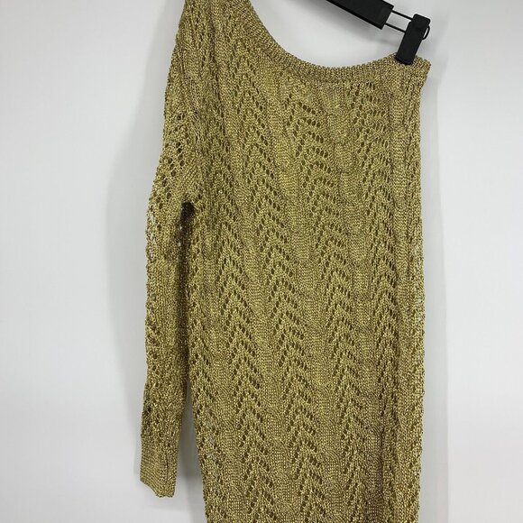 Anthropologie Maeve Swim Cover Up Gold Metallic One Shoulder NWT - Picture 7 of 14